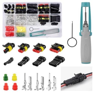 Imagem de JRready ST6522 Kit de Conectores de Fio Elétrico Impermeável Vedação Impermeável Superseal 1,5 Terminal 1/2/3/4 Pinos Conector Plugue Macho e Fêmea Caminhão Automotivo Carro Caminhão com Ferramenta