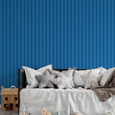 Imagem de Papel de Parede Adesivo Impermeável Ripas de Madeira Ripado Azul Rolo De 15M Prova Dagua