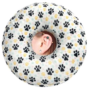 Imagem de BVOKQUC Travesseiro de piercing de orelha para dormir de lado, travesseiros com furos para dor de ouvido, travesseiro de donut para adultos, CNH, alívio de dor de ouvido, almofada de pressão e