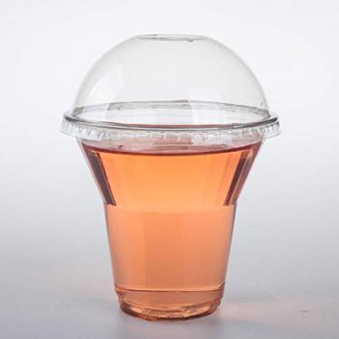 Imagem de Golden Apple, Copo de plástico transparente de 255 g com 30 conjuntos com tampas de cúpula sem furo. Tigelas de sobremesa descartáveis, sobremesa congelada