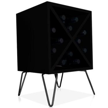 Imagem de Suporte Adega De Vinho Santiago Madeira MDF 12 Garrafas - Preto - Genu