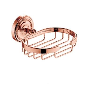 Imagem de Ferragens para banheiro em ouro rosa antigo – Suporte para toalhas em latão maciço, suporte para roupão, rede para sabonete