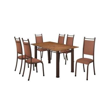 Imagem de Conjunto Verona 06 Cadeiras com Base Acre BM Tubulares, Pinus Conhaque