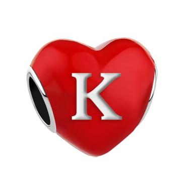 Imagem de JMQJewelry Pingente Pandora de graduação K Iniciais K Alfabeto Compatível com Pulseiras Letra Borboleta Loja Chave Joia