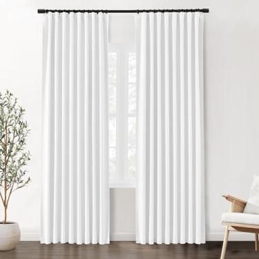 Imagem de SHINELAND Cortinas blackout à prova de som de 203 cm para janela, cortinas brancas de 203 cm de comprimento para sala de estar, conjunto de 2 painéis, cortina de escurecimento à prova de bloqueio de