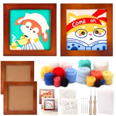 Imagem de LEJITEKK Kit de feltragem de agulha para iniciantes - Conjunto inicial de feltragem de lã com agulhas de feltragem, almofada de espuma, pano de feltro, molduras e instruções - kit de artesanato faça