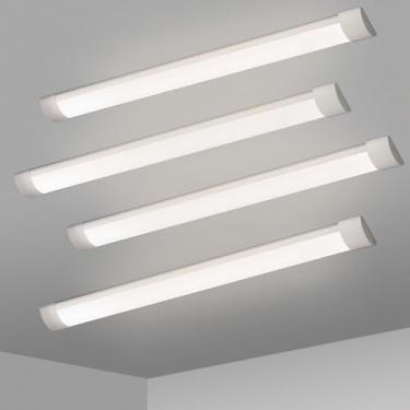 Imagem de KILIPOL Luminária De Teto 2 Pés Com Tubo Fino, Montagem Em Superfície, 20 W, 4000 K, Branco Neutro Para Escritório, Loja, Garagem, Casa, 4 Unidades