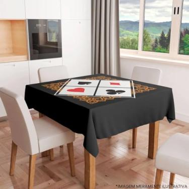 Imagem de Toalha de Mesa Quadrada para Jogos de Carta Baralho 4 lugares 1,35 x 1,35 Tecido Poliester Cartas de Baralho