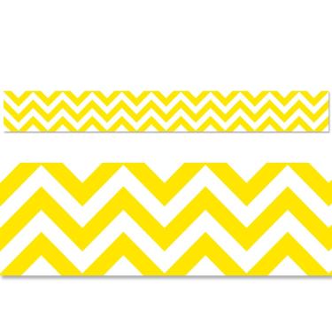 Imagem de Creative Teaching Press CTP Amarelo Chevron EZ Borda Quadro de avisos Borda Borda Decoração de sala de aula