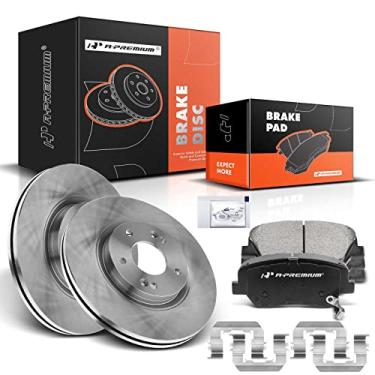 Imagem de A-Premium Kit De Rotores Freio A Disco Ventilados Dianteiros 11,82" (300 Mm) + Pastilhas Cerâmica Compatíveis Com Modelos Hyundai E Kia - Santa Fe 2010-2012, Sorento 2011-2013, Conjunto 6 Peças