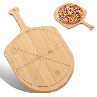 Imagem de Tvorvik Tábua de servir e descascar pizza de bambu – 47 x 31 cm com círculo esculpido de 30 cm