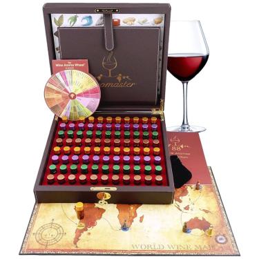 Imagem de Kit com 88 Aromas de Vinho para Sommeliers com Jogo de Tabuleiro Sobre Aromas, AROMASTER, Marrom