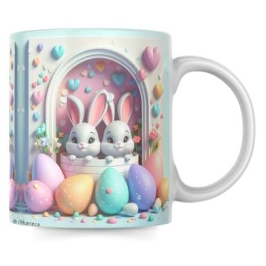 Imagem de Caneca Páscoa Efeito 3D Casinha Coelho Cenoura Chocolate - 325ml (8)