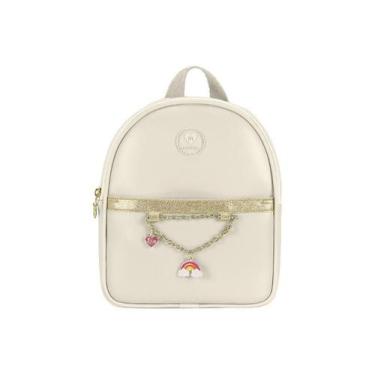 Imagem de Mochila Infantil Feminina Molekinha 20058.2, Branco off dourado, UN