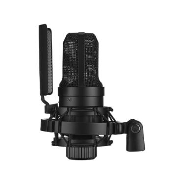 Imagem de SPYMINNPOO Microfone Condensador, 48V Phantom Power XLR Studio Mic Com Montagem de Choque para Mixers de Cartões de Som, Gravação de karaokê