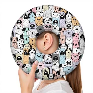 Imagem de wxmbdzq Travesseiro de piercing de orelha para dormir de lado, almofada de donut com orifício de orelha, capa lavável, alívio de dor de ouvido, pressão de ouvido, almofada protetora para dormir após