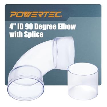 Imagem de POWERTEC 70309V Cotovelo de 90 graus ID de 10 polegadas para tubos de coleta de poeira OD de 10 cm, adaptadores e conexões com emenda para conector de mangueira de coleta de poeira de 10 polegadas