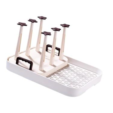 Imagem de Fenteer Suporte para secar canecas e copos, organizador para 6 xícaras, suporte anti-riscos para secar canecas de café, espesso para barra de secagem, Creme Branco