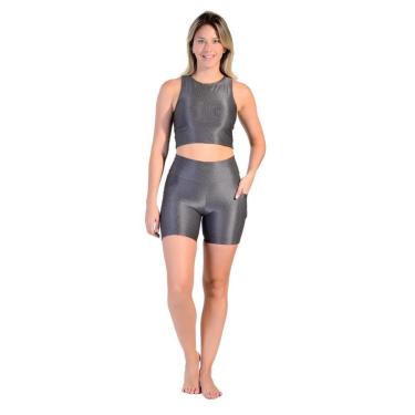 Imagem de Conjunto Esportivo Shorts de Bolso + Top Cropped em Tecido Half Shine Wunder-Feminino