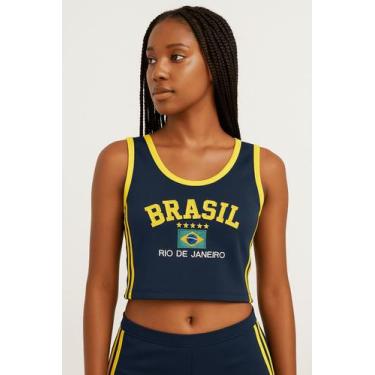 Imagem de Camisa Regata Cropped Do Brasil Feminina Vintage Curtinha - Tojoia18K,
