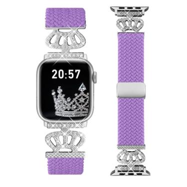 Imagem de Chinber Pulseira trançada compatível com Apple Watch 40 mm, 38 mm, 41 mm, 42 mm, 44 mm, 45 mm, 46 mm e 49 mm, pulseira elástica de nylon macio com pulseira de designer para séries 10/9/8/7/6/5/4/3/2