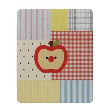 Imagem de Capa de maçãs xadrez vintage compatível com iPad 9ª 8ª geração 10,9 polegadas 2021/2019/2018, capa engraçada com suporte de três dobras + porta-lápis para meninos e meninas, iPad 11 polegadas 2022