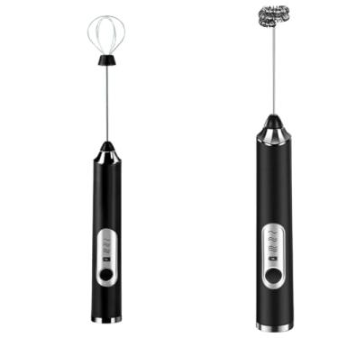 Imagem de Mini Mixer Portátil Misturador de Bebidas Batedor Espumador de Leite USB Recarregável Cozinha Cafe Ovo (Preto)