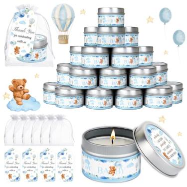 Imagem de Conjunto de 50 velas de chá de bebê, lembrancinhas de festa, urso, lavanda perfumadas, lembrancinhas a granel para convidados, meninas, meninos, chá de bebê, presentes de festa revelados (urso azul)