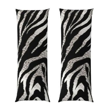 Imagem de Capa de travesseiro corporal com zíper ultramacia para travesseiro protetor respirável fronha de cama preta e branca estampa de zebra capa de almofada decorativa para casa 50,8 cm x 137,2 cm