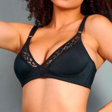 Imagem de Sutiã Com Renda Sem Bojo Cobertura Total Duloren 121577, Preto, EG