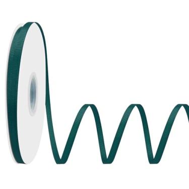 Imagem de LoomJoyz Fita de gorgorão com face dupla de 1/4 pol. × 50 jardas fita de gorgorão azul-petróleo para embrulho de presente, costura, laço de cabelo, buquê de flores, artesanato, casamentos, arranjos