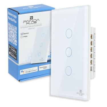 Imagem de Interruptor Inteligente Touch 3 Botões 4x2 Alexa Google Wifi Smartlife Tuya Panda Plus Controle de Voz Bivolt Automação (Branco)