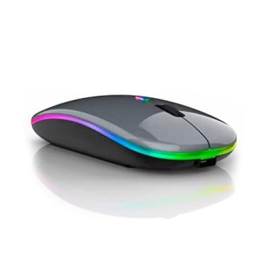 Imagem de Mouse Sem Fio Wireless Recarregavel Led Rgb 2,4GHz Bluetooth Ergonômico Silencioso Preto Rosa Cinza (Cinza)
