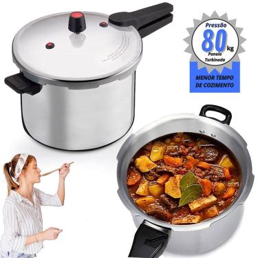 Imagem de Panela De Pressão 10L Fechamento Externo Alumínio Polido Para Feijão Legumes Grandes Porções