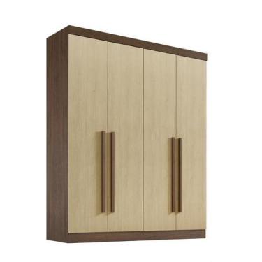 Imagem de Guarda Roupa Da Vinci 4 Portas 100% MDF Castanho com Linho - D'doro