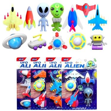 Imagem de Kit Ovnis Naves Espaciais com ETs Brinquedo UFO Alien 20pçs
