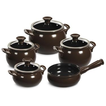 Imagem de Jogo De Panelas De Cerâmica New Premier Joy 5 Peças Chocolate Ceraflame