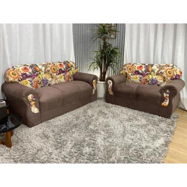Imagem de Sofá 2 e 3 Lugares Marrom com Floral 603/42 Viena - Alpoim
