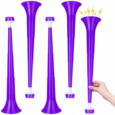 Imagem de GCQJOQ 4 Pieces Stadium Horn, 21 Inch Collapsible Vuvuzela Trumpet for Sporting Events Football Carnival Party Supplies, Purple
