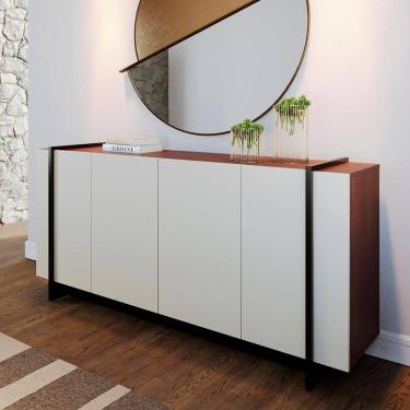 Imagem de Aparador Buffet Acapulco Off White Nogueira Preto Dourado