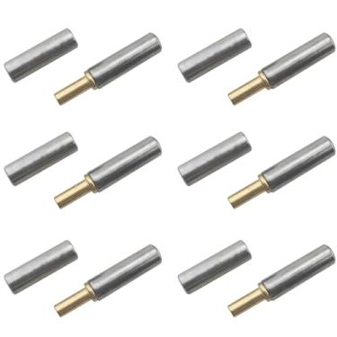 Imagem de CHENJIN 6 peças 12 x 80 mm dobradiças soldadas em barril removível, dobradiças de porta de aço giratórias de 360 graus para portas giratórias de metal e ferro de vidro