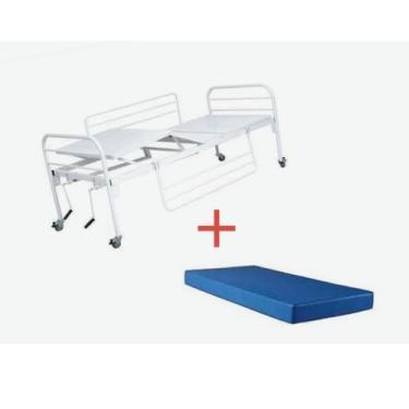 Imagem de Cama Hospitalar 3 Movimentos Manual até 150 kg Com Rodinhas 02 manivel