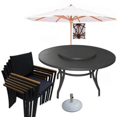 Imagem de Jogo de Mesa 1,40m Prato Giratório Alumínio 6 Poltronas Indiana Tela E