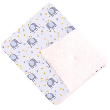 Imagem de Cobertor Para Bebê Estampado Dupla Face Manta Elefante Azul