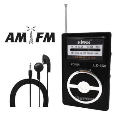 Imagem de Rádio Portátil Analógico Am / Fm Com Fone de Ouvido P2 Ótima Recepção 