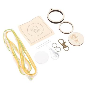 Imagem de Aramox Kit de Chaveiro de Bordados, Argola de Madeira Criado a Partir de Madeira Compensada para Iniciantes, Com um Conjunto Completo de Materiais de Bordado para a Criação de