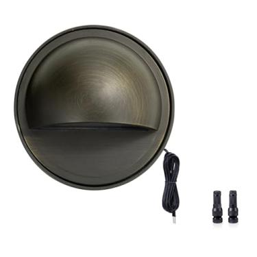 Imagem de Gardenreet Luz de convés de latão sólido - Luz de LED de baixa tensão para ambientes externos, paisagem de 12 V à prova d'água, iluminação de bronze redonda para cerca de escada, grade de parede