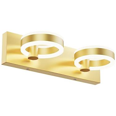 Imagem de PHIXART Luminárias LED para banheiro, luzes douradas de 38.1 cm, arandelas de parede acrílicas modernas de 2 luzes, luminária de parede giratória de 350° sobre o espelho