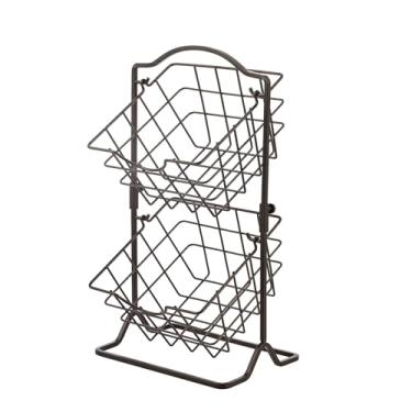 Imagem de Cesta de frutas de ferro de 2/camadas/3 camadas prateleira de armazenamento de frutas preto cozinha cesta multifuncional organizador multifuncional