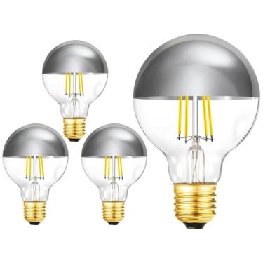 Imagem de Lâmpada de meio cromo regulável 6W lâmpadas LED antirreflexo 60 Watt E26 prata mergulhada 4000K luz do dia G25 lâmpadas LED decorativas em forma de globo lâmpadas G80 para banheiro, penteadeira